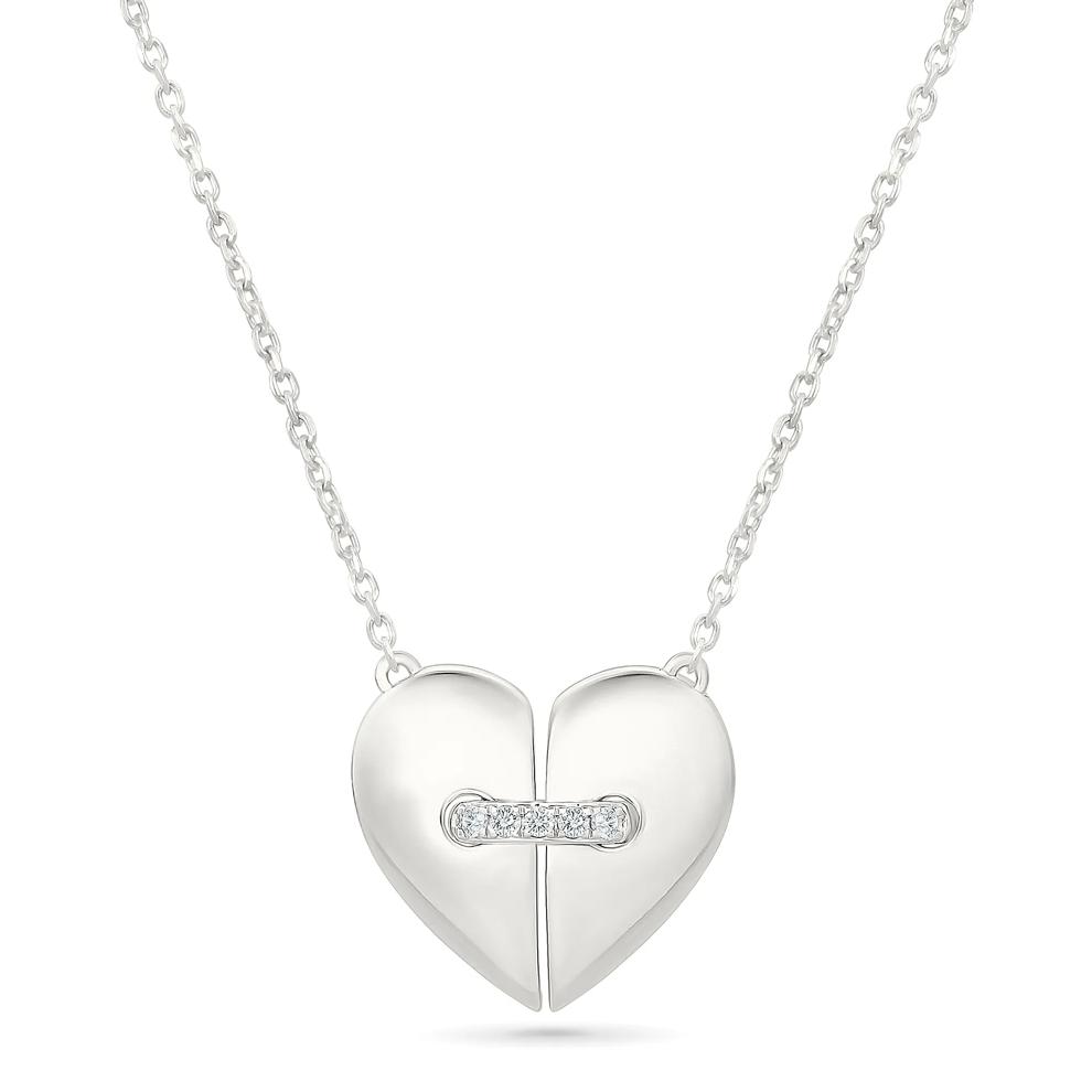 Diamond Accent Heart Pendant Necklace in Sterling Silver – Image 1 of 1