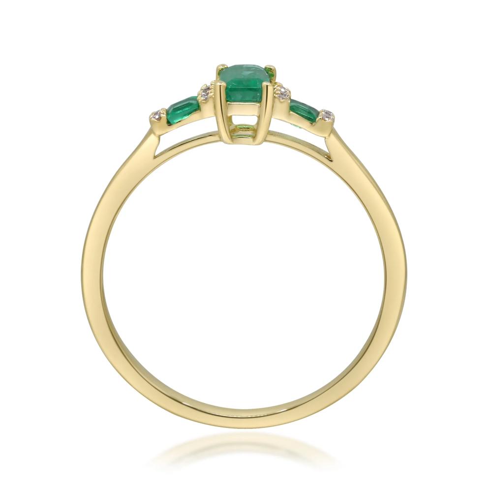 Emerald &amp; Diamond Accent Ring in 10K Yellow Gold – Image 2 of 5