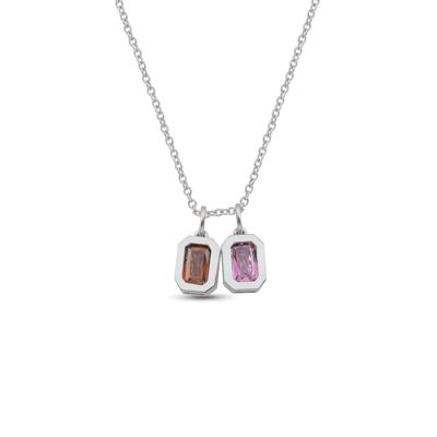Personalized Bezel Lab-Created Gemstone Charm Necklace