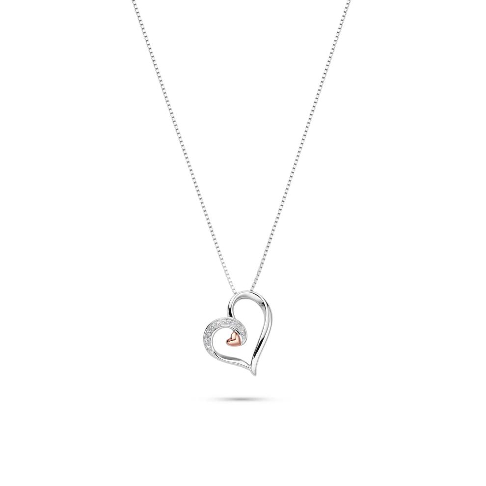 Diamond Heart Shaped Pendant in Sterling Silver – Image 1 of 4