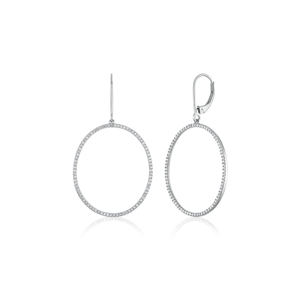 Diamond Dangle Hoop Earrings in 10K White Gold (1/2 ct. tw.) – Image 1 of 1
