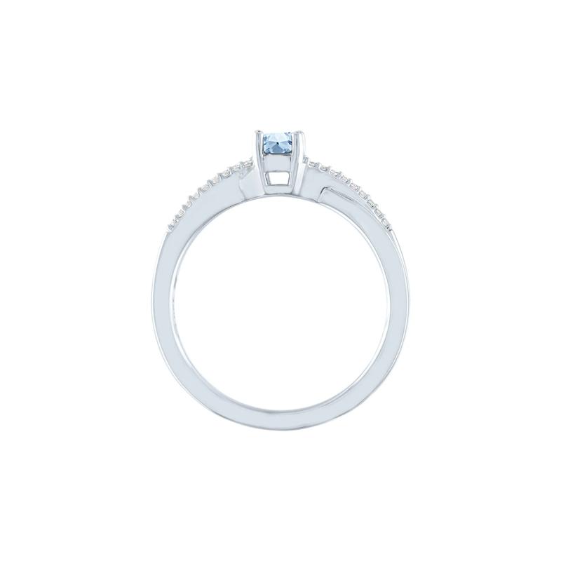 Lab Created Aquamarine &amp; Diamond Promise Ring in 10K White Gold – Image 2 of 3