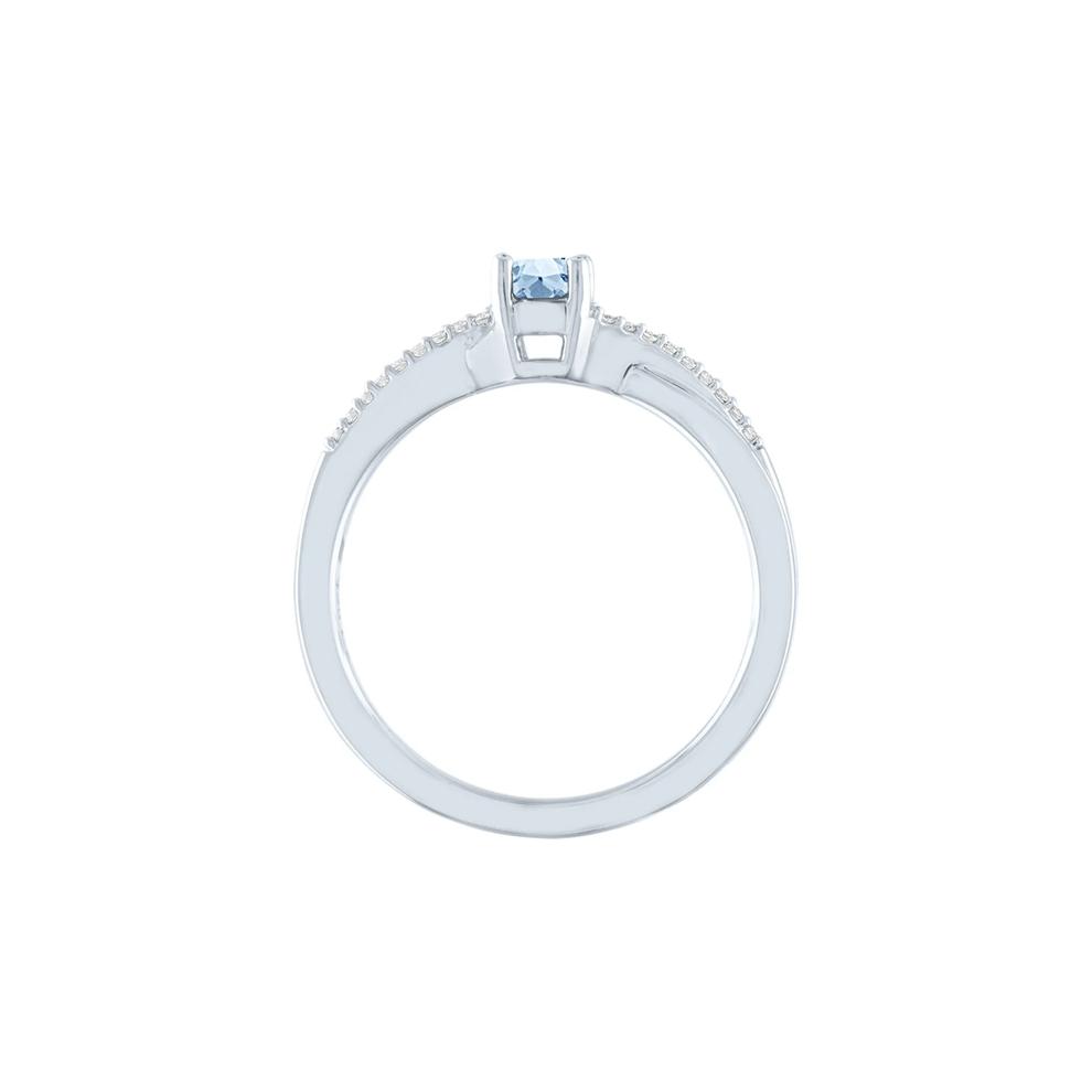 Lab Created Aquamarine &amp; Diamond Promise Ring in 10K White Gold – Image 2 of 3