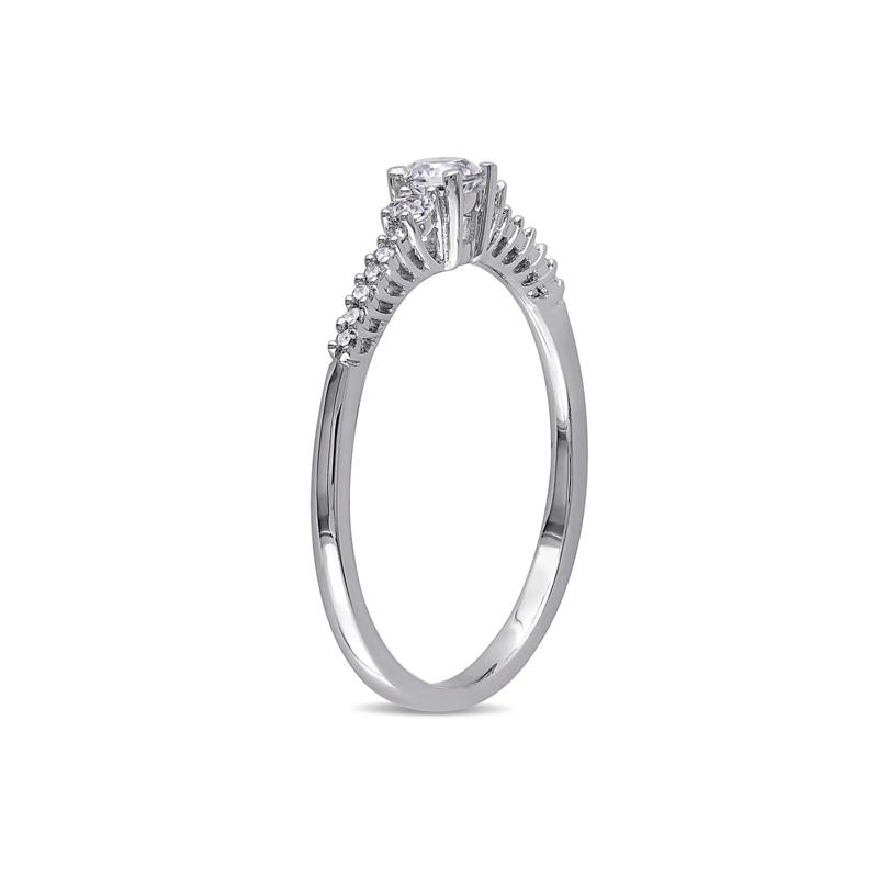 Lab Created White Sapphire &amp; Diamond Ring in Sterling Silver – Image 3 of 5