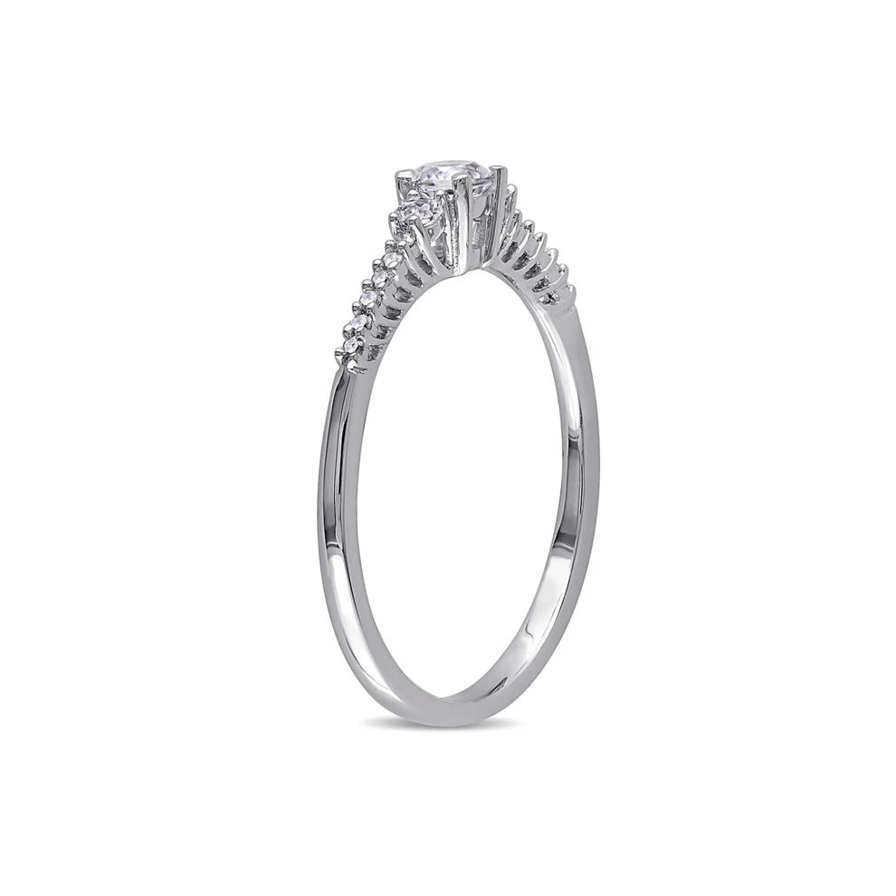 Lab Created White Sapphire &amp; Diamond Ring in Sterling Silver – Image 3 of 5