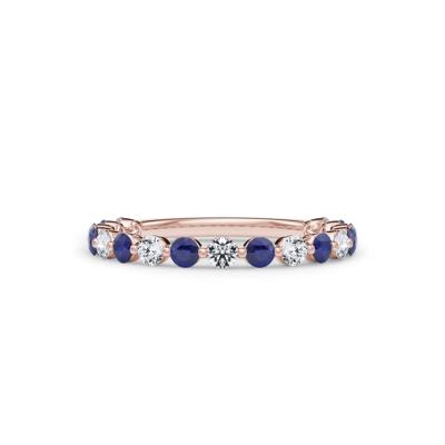 Lab Grown Diamond  & Lab-Created Sapphire Half Eternity Anniversary Band in 14K Rose Gold (1/3 ct. tw.)