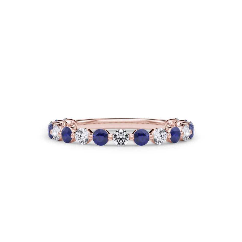 Lab Grown Diamond  &amp; Lab-Created Sapphire Half Eternity Anniversary Band in 14K Rose Gold (1/3 ct. tw.) – Image 1 of 4