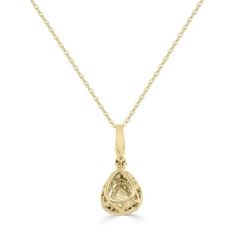 Opal and Diamond Drop Pendant in 10K Yellow Gold &#40;1/7 ct. tw.&#41; – Image 2 of 4