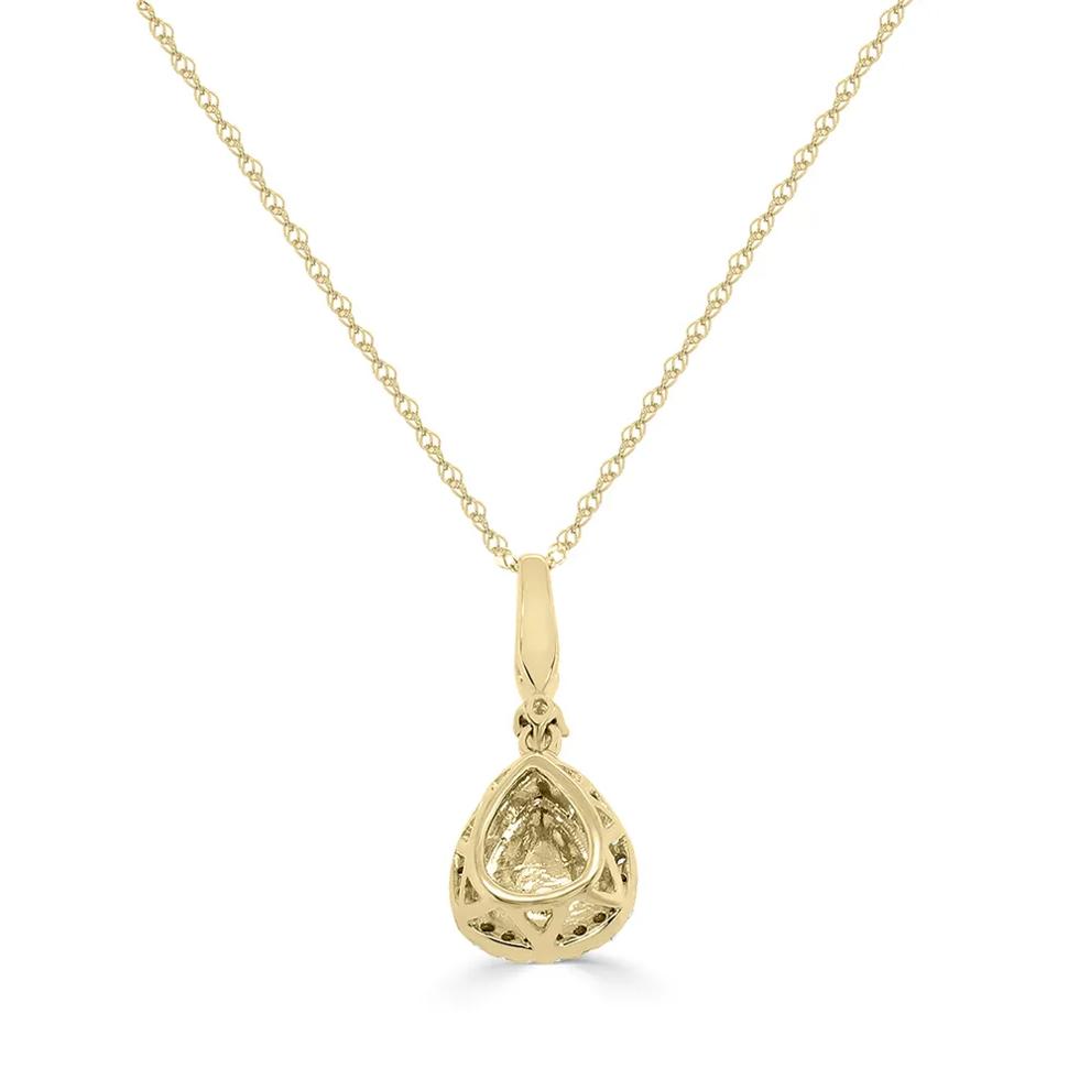 Opal and Diamond Drop Pendant in 10K Yellow Gold (1/7 ct. tw.) – Image 2 of 4