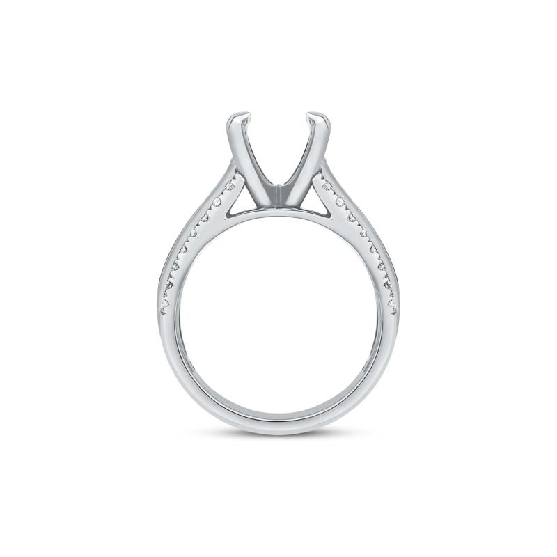 1 ct. tw. Round and Baguette-Cut Diamond Semi-Mount Engagement Ring in 14k White Gold &#40;Setting Only&#41; – Image 2 of 6