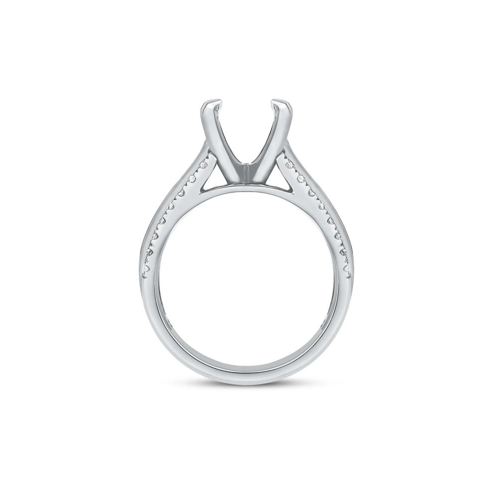 1 ct. tw. Round and Baguette-Cut Diamond Semi-Mount Engagement Ring in 14k White Gold (Setting Only) – Image 2 of 6