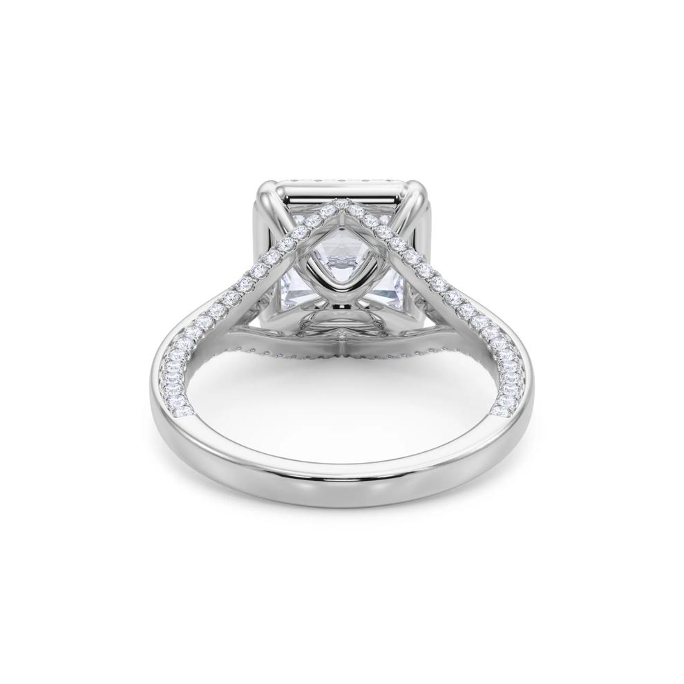 Lab Grown Diamond Square Radiant-Cut Halo Engagement Ring in 14K White Gold (4 1/2 ct. tw.) – Image 5 of 5