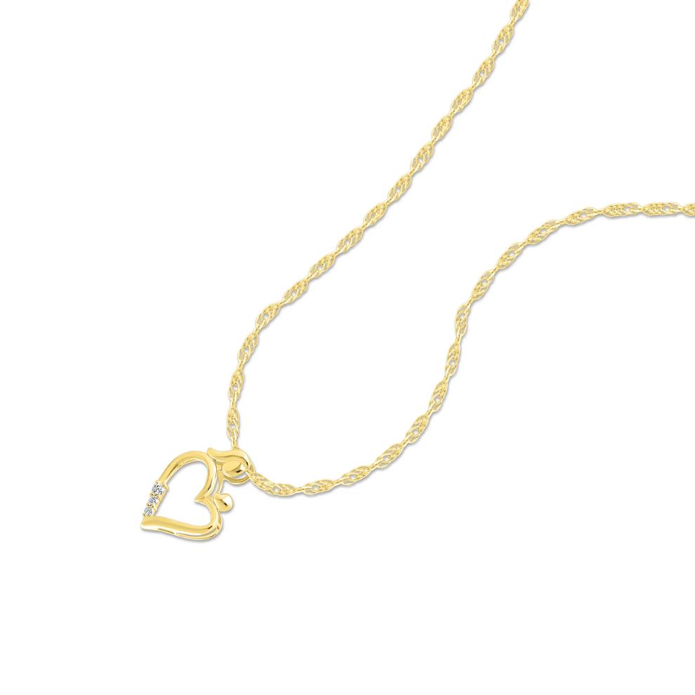 Diamond Accent Mother-Child Heart Pendant in 10K Yellow Gold – Image 4 of 4