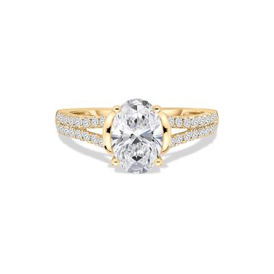 Diamond Oval Center Engagement Ring in 18K Yellow Gold (1 3/4 ct. tw.)
