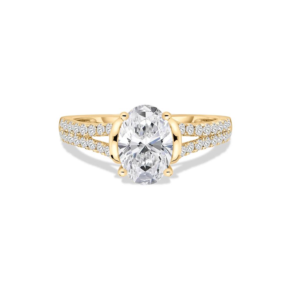 Diamond Oval Center Engagement Ring in 18K Yellow Gold (1 3/4 ct. tw.) – Image 1 of 4