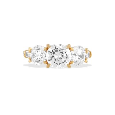 Lab Grown Diamond Round Center Three-Stone Engagement Ring in 14K Yellow Gold (4 1/2 ct. tw.)