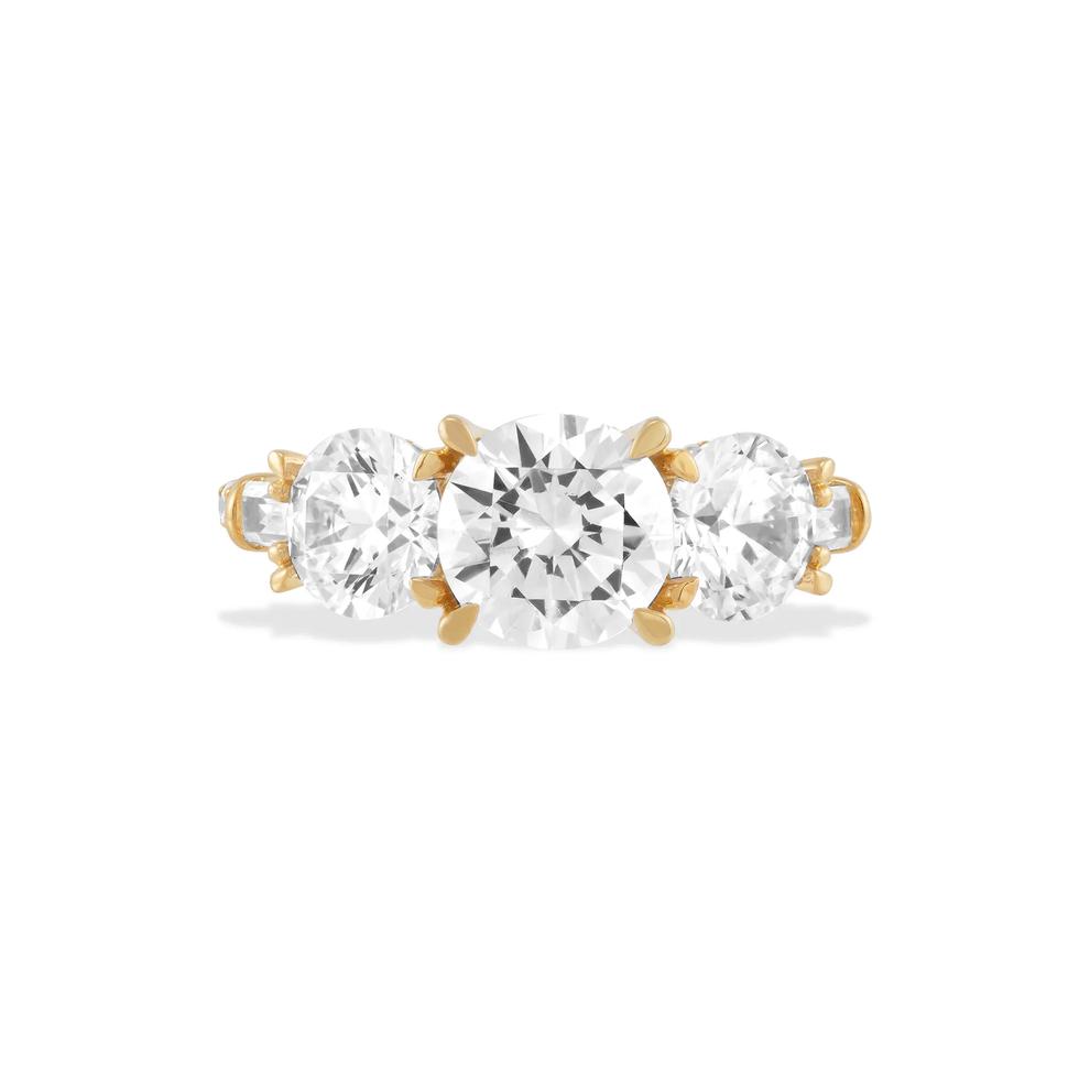 Lab Grown Diamond Round Center Three-Stone Engagement Ring in 14K Yellow Gold (4 1/2 ct. tw.) – Image 1 of 4