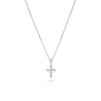 Diamond Cross Pendant Necklace in Sterling Silver (1/5 ct. tw.)