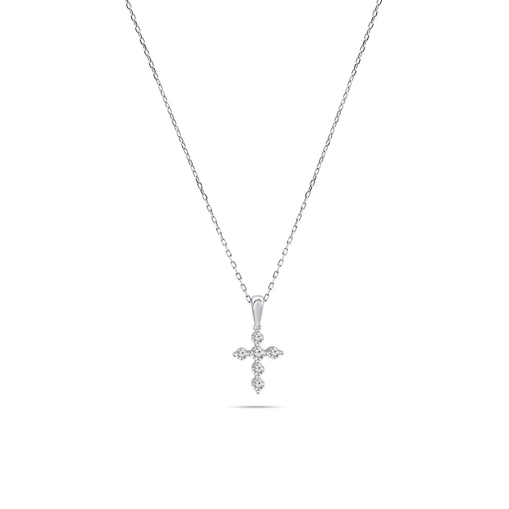 Diamond Cross Pendant Necklace in Sterling Silver (1/5 ct. tw.) – Image 1 of 4