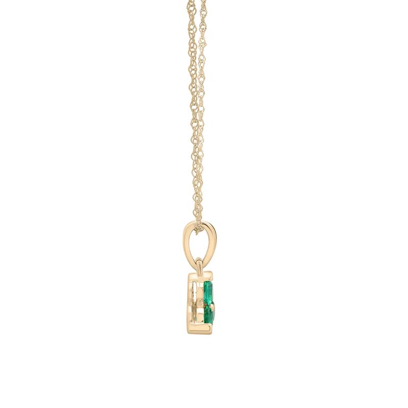 Lab-Created Emerald Three-Stone Triangle Birthstone Pendant in 10K Yellow Gold – Image 2 of 4