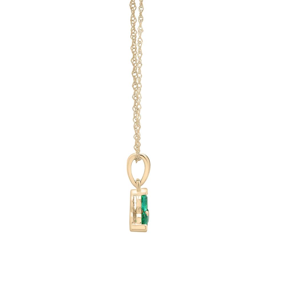 Lab-Created Emerald Three-Stone Triangle Birthstone Pendant in 10K Yellow Gold – Image 2 of 4