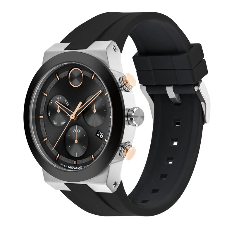 Men&#39;s Bold Fusion Watch in Black Silicone Strap, 44MM – Image 2 of 3
