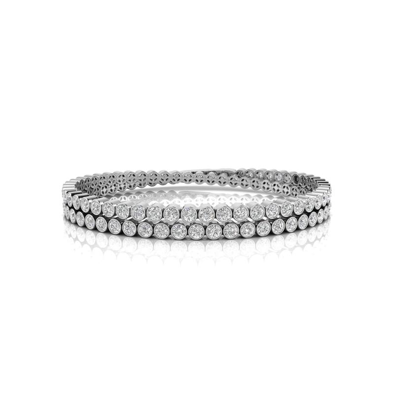 Lab Grown Diamond Double Row Bezel-Set Crossover Bracelet in 14K White Gold &#40;8 ct. tw.&#41; – Image 1 of 3