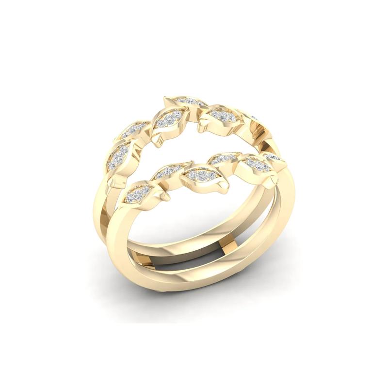 Diamond Leaf Ring Insert in 14K Yellow Gold &#40;1/8 ct. tw.&#41; – Image 5 of 5