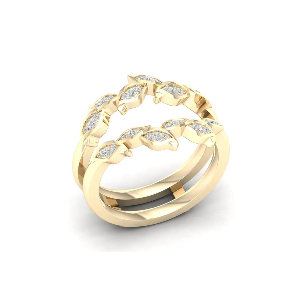 Diamond Leaf Ring Insert in 14K Yellow Gold (1/8 ct. tw.) – Image 5 of 5