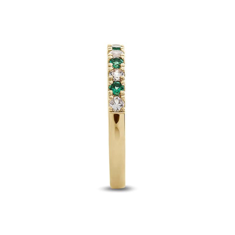 Emerald &amp; 1/4 ct. tw. Diamond Band in 10K Yellow Gold – Image 3 of 3