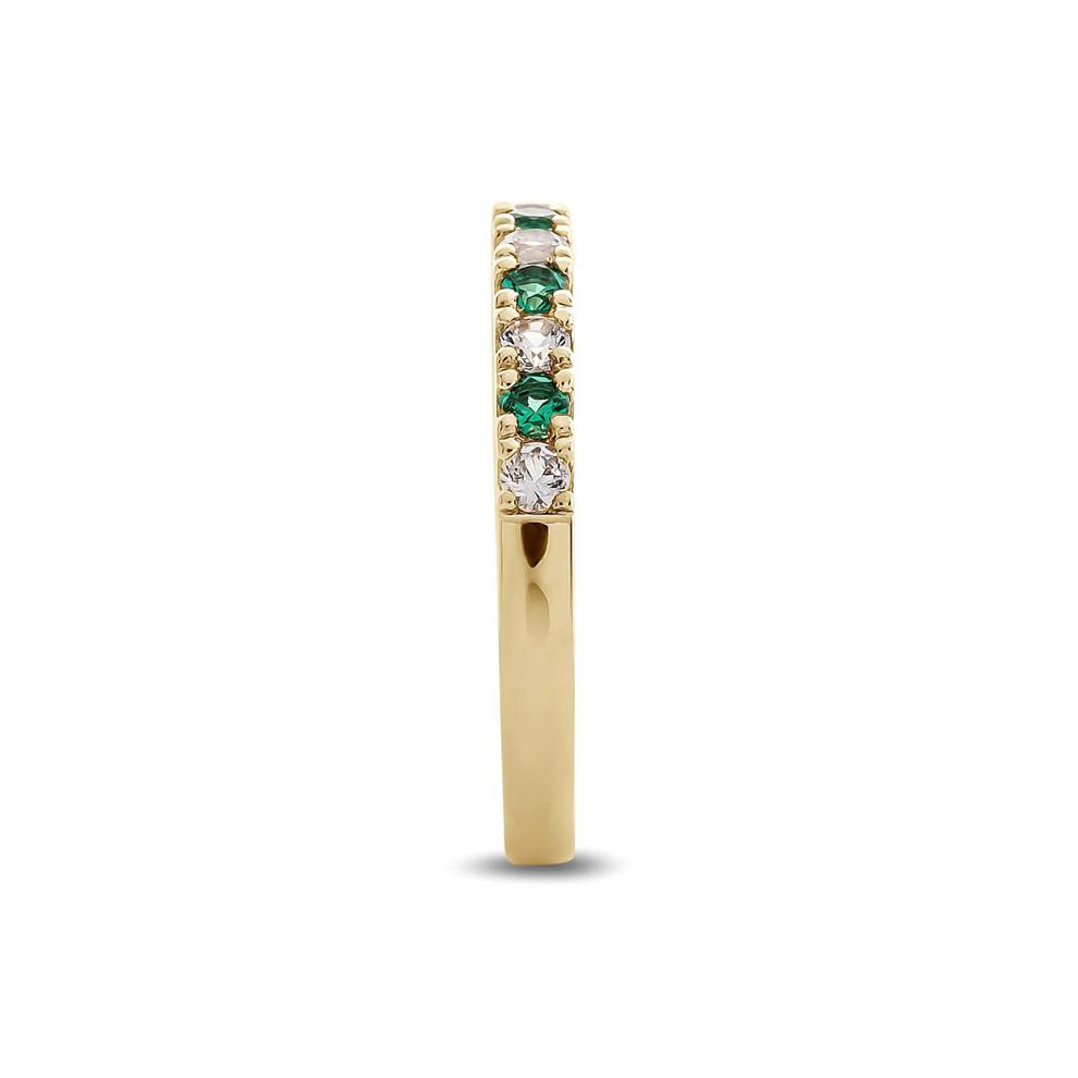 Emerald &amp; 1/4 ct. tw. Diamond Band in 10K Yellow Gold – Image 3 of 3