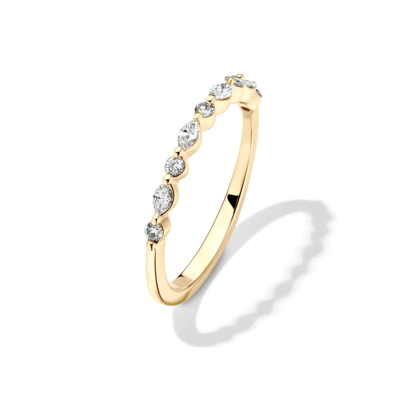 Round and Marquise-Cut Diamond Anniversary Band in 14K Yellow Gold &#40;1/4 ct. tw.&#41; – Image 4 of 4