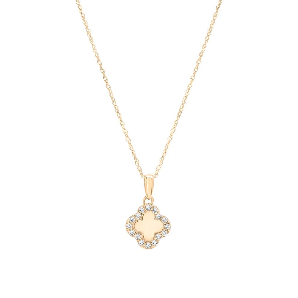 Diamond Clover Pendant in 10K Yellow Gold (1/7 ct. tw.) – Image 1 of 4