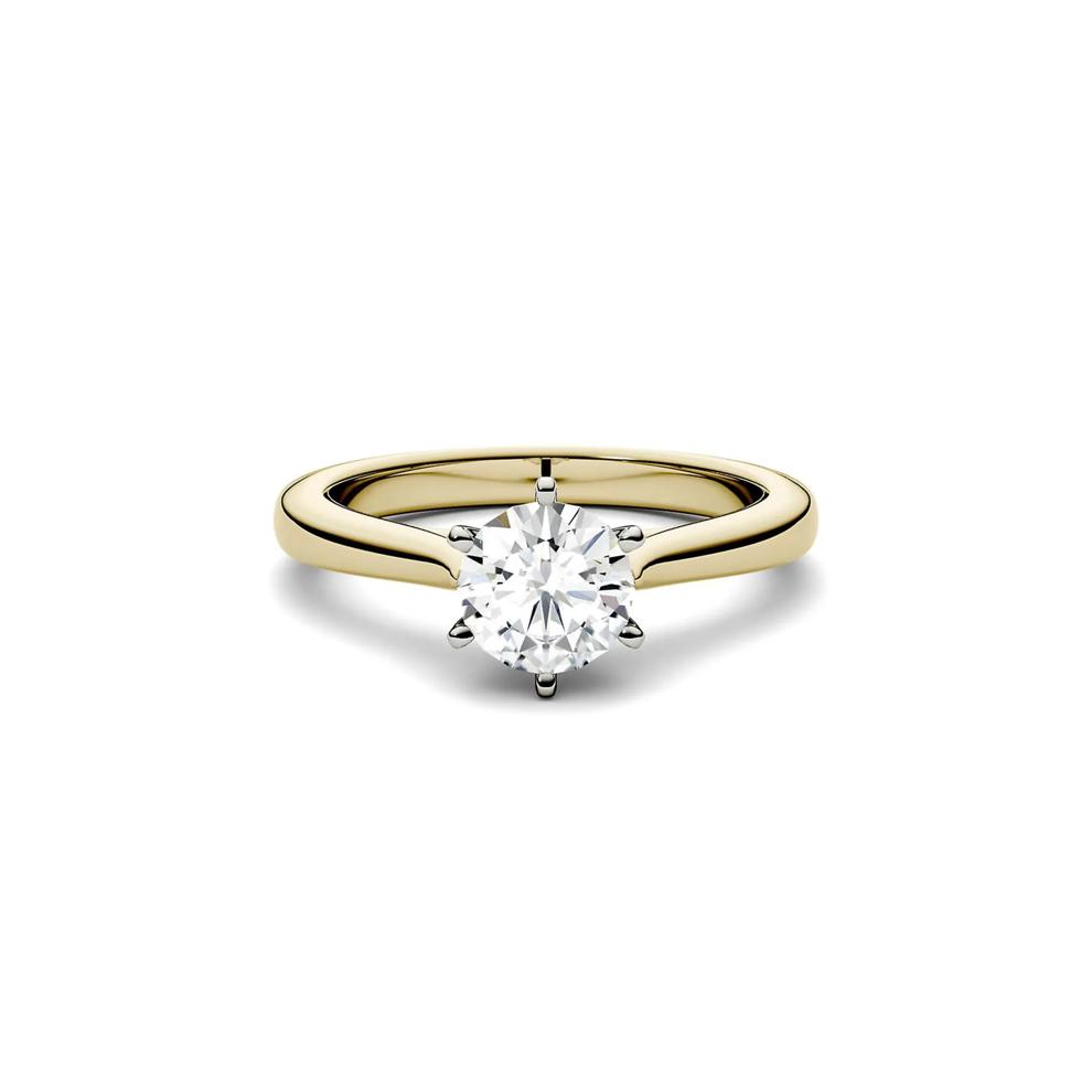 Moissanite Solitaire Ring in 14K Yellow and White Gold (1 ct. dew) – Image 1 of 4