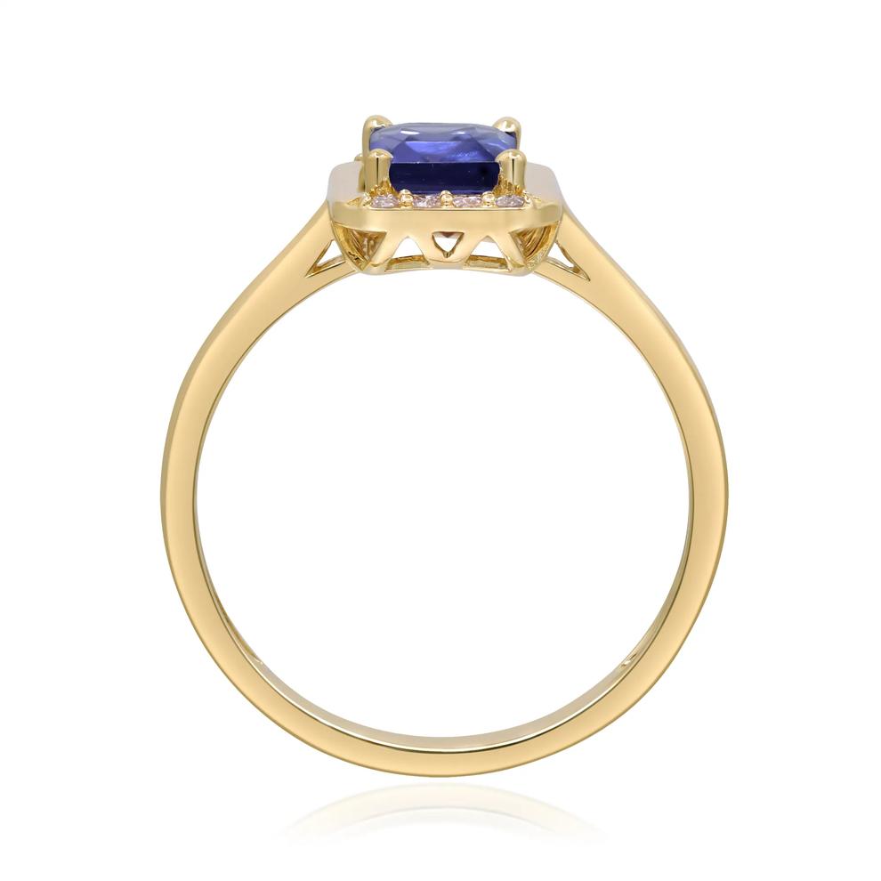 Emerald-Shaped Tanzanite &amp; Diamond Accent Ring in 10K Yellow Gold – Image 2 of 4
