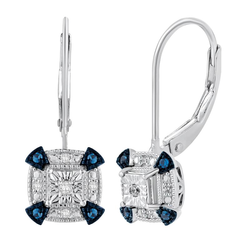 White &amp; Blue Diamond Accent Drop Earrings in Sterling Silver – Image 1 of 1