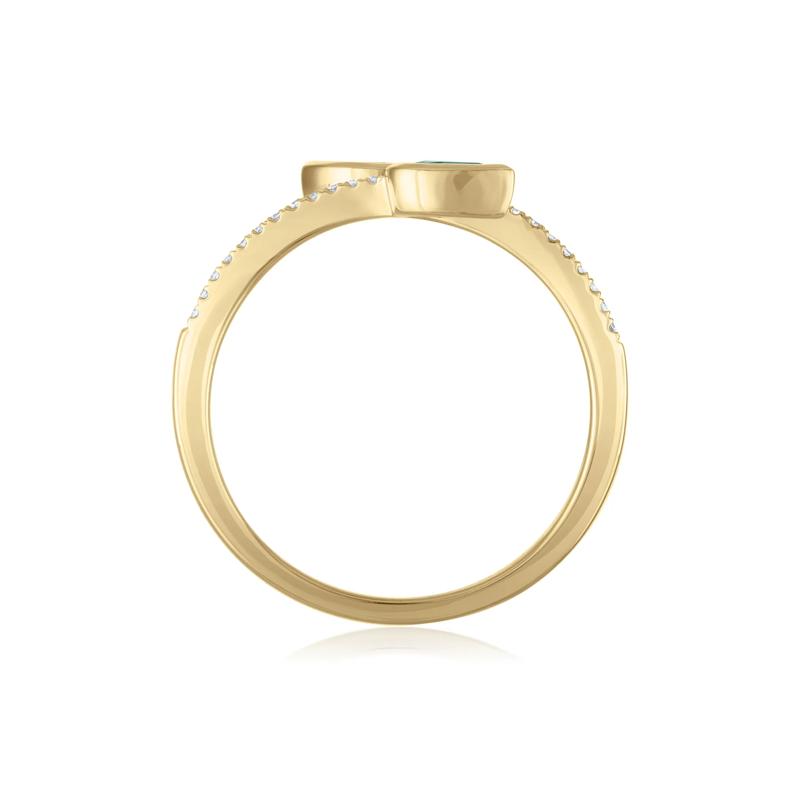Diamond and Emerald Wrap Ring in 10K Yellow Gold &#40;1/10 ct. tw.&#41; – Image 2 of 3