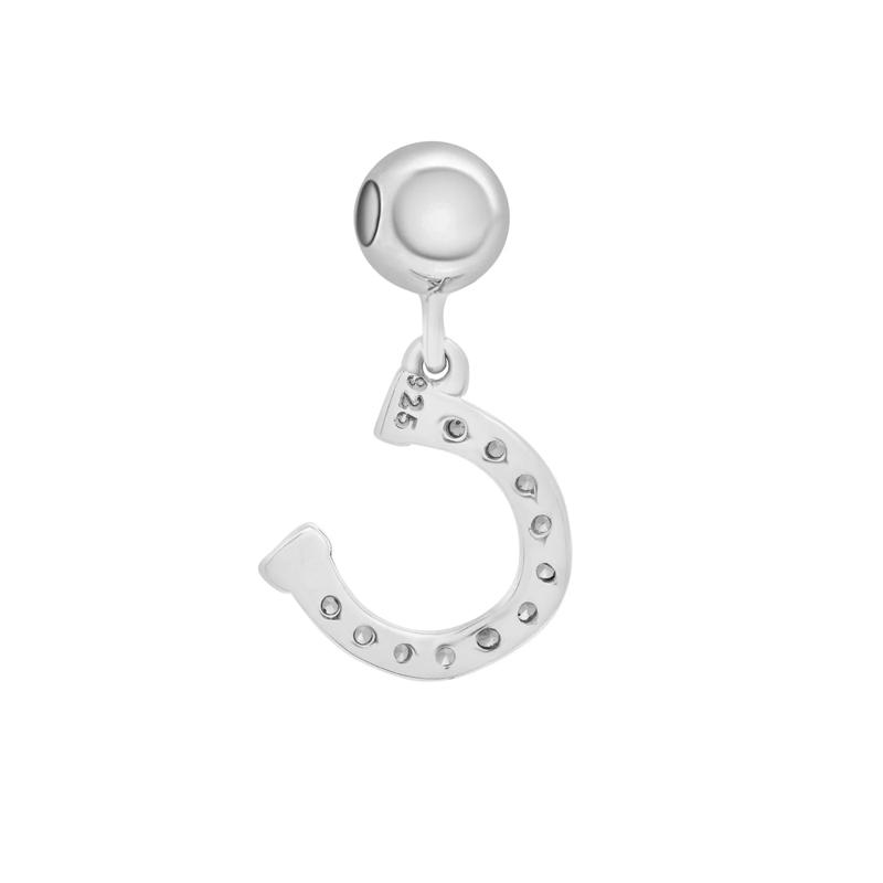 Diamond Accent Horseshoe Bead Charm in Sterling Silver – Image 3 of 3