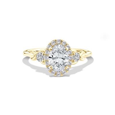 Lab Grown Diamond Oval Halo Engagement Ring in 10K Yellow Gold (1 1/3 ct. tw.)