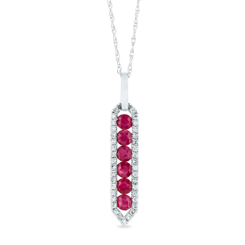 Ruby and Diamond Pendant in 10K White Gold (1/5 ct. tw.)  – Image 1 of 3