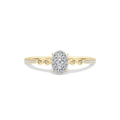 Diamond Oval Center Composite Promise Ring in 10K Yellow Gold (1/7 ct. tw.)