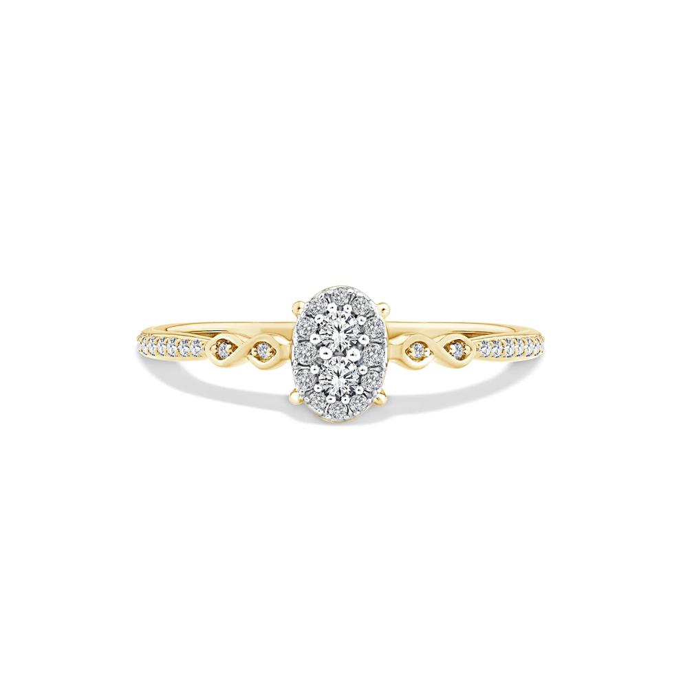 Diamond Oval Center Composite Promise Ring in 10K Yellow Gold (1/7 ct. tw.) – Image 1 of 4