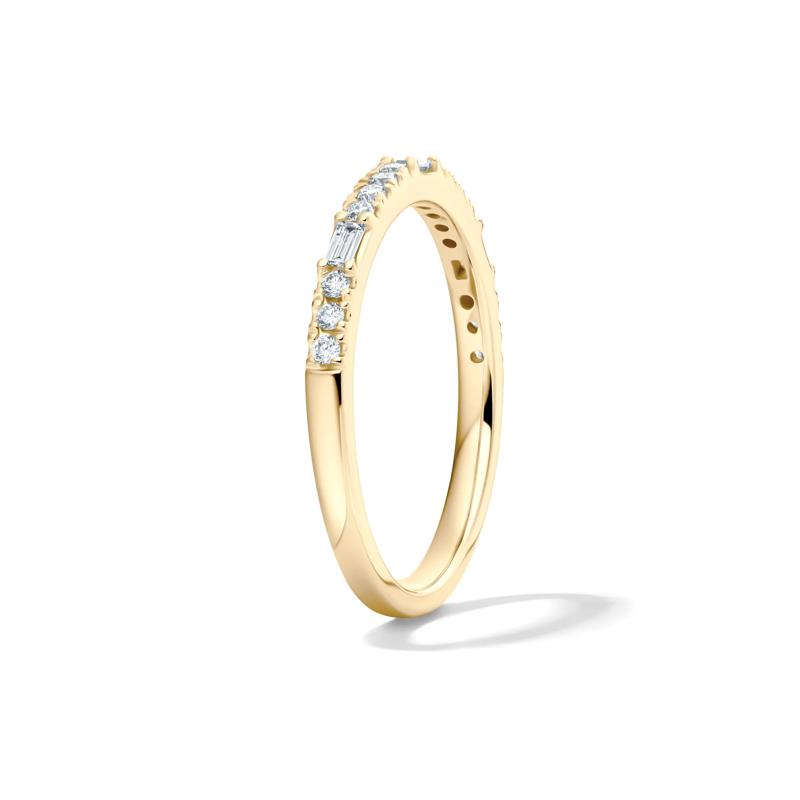 Lab Grown Diamond Round &amp; Baguette Stack Band in 10K Yellow Gold (1/5 ct. t.w) – Image 3 of 4