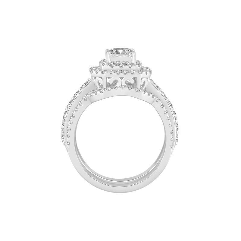 Diamond Double Halo Three-Piece Bridal Set in 14K Gold &#40;2 ct. tw.&#41; – Image 2 of 6