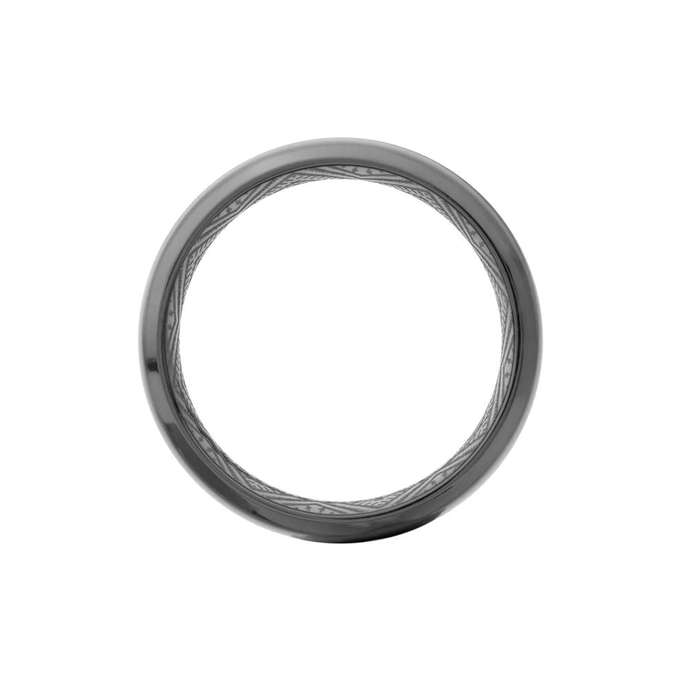 Men&rsquo;s Beveled Edge Black Zirconium Wedding Band, 8MM – Image 2 of 3