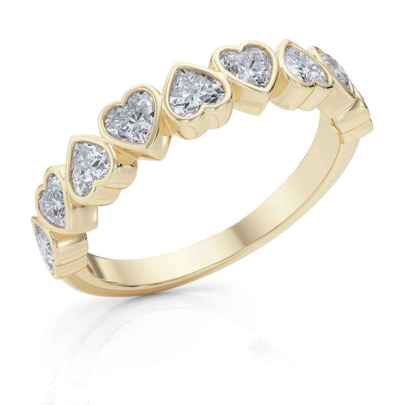 Lab Grown Diamond Heart Bezel Half Eternity Band in 14K Yellow Gold &#40;1 ct. tw.&#41; – Image 5 of 5