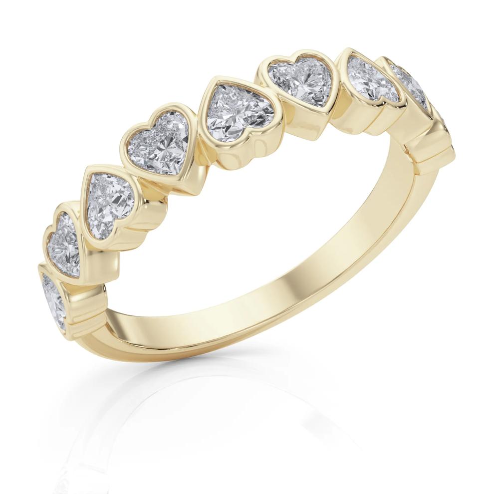 Lab Grown Diamond Heart Bezel Half Eternity Band in 14K Yellow Gold (1 ct. tw.) – Image 5 of 5
