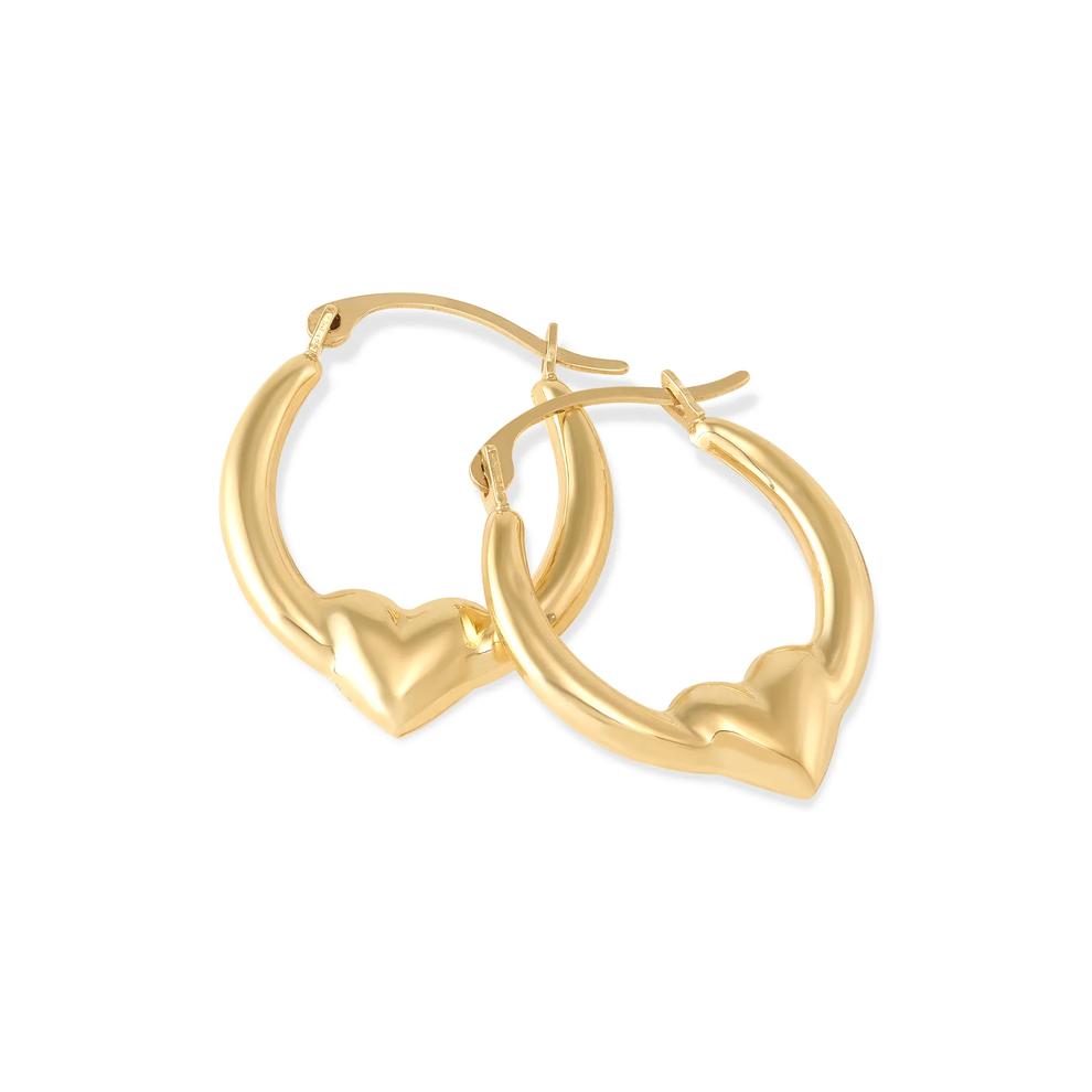Polished Heart Hoop Earrings in 14K Yellow Gold – Image 1 of 2