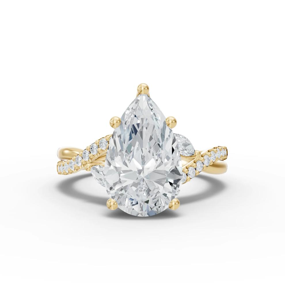 Lab Grown Diamond Pear Center Engagement Ring in 14K Yellow Gold (3 1/3 ct. tw.) – Image 1 of 4