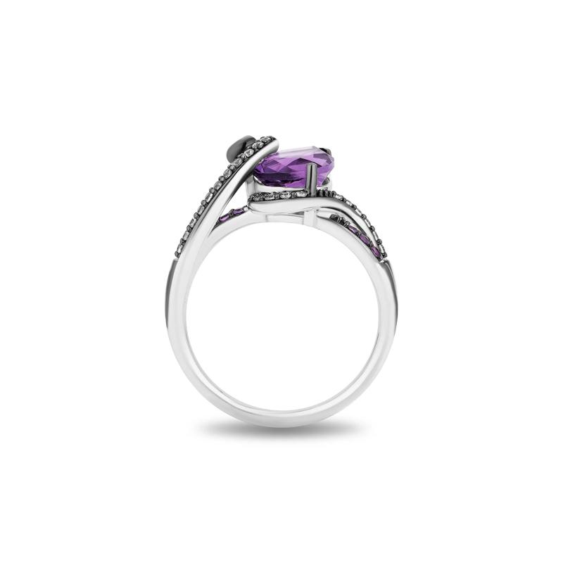 Ursula Amethyst and Diamond Ring in Sterling Silver &#40;1/7 ct. tw.&#41; – Image 2 of 4